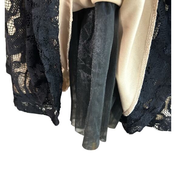 Vtg Black Lace Dress Lined Tulle USA XL Whimsy Goth Punk A-line Holiday LA Scala - Picture 3 of 7